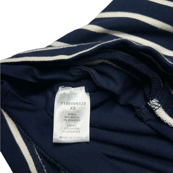 Tart Navy Blue White Striped Sleeveless Bodycon Mini Dress Fitted Casual Dress - Picture 4 of 7